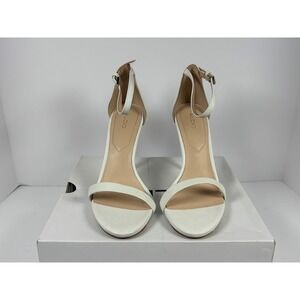 Aldo Caraa White Snakeskin Textured Stiletto‎ Ankle Strap Sandals Womens 8.5